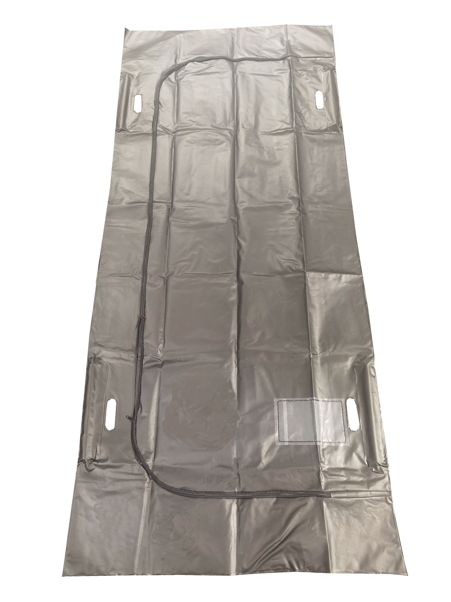 PVC standard adult body bag with six handles laid out, leak-proof design